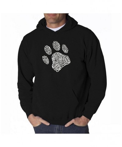 Men's Word Art Hooded Sweatshirt - Dog Paw Black $25.20 Sweatshirt