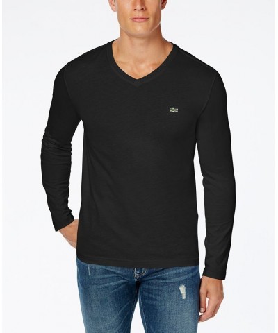 Men's V-Neck Casual Long Sleeve Jersey T-Shirt Black $32.80 T-Shirts