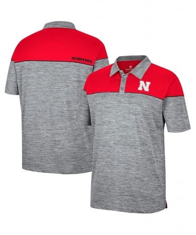 Men's Heathered Gray, Scarlet Nebraska Huskers Birdie Polo Shirt $23.65 Polo Shirts