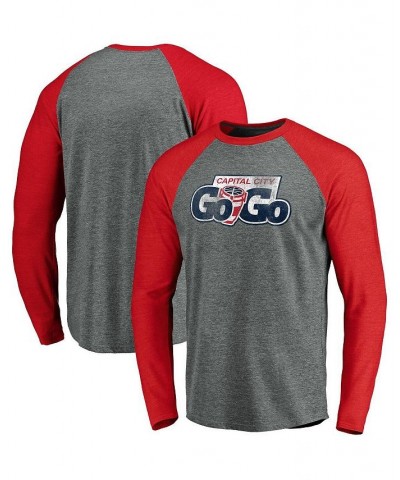 Men's Branded Heathered Gray Capital City Go-Go Tri-Blend Distressed Raglan Long Sleeve T-shirt $25.51 T-Shirts