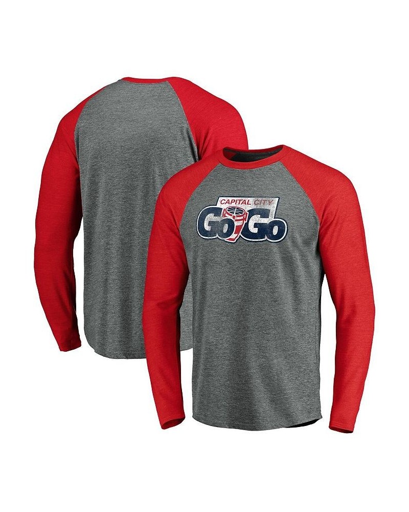 Men's Branded Heathered Gray Capital City Go-Go Tri-Blend Distressed Raglan Long Sleeve T-shirt $25.51 T-Shirts