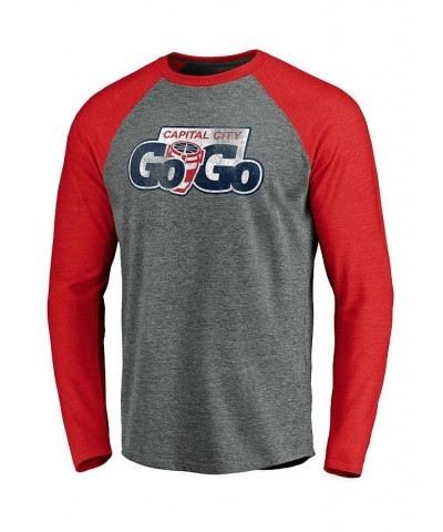 Men's Branded Heathered Gray Capital City Go-Go Tri-Blend Distressed Raglan Long Sleeve T-shirt $25.51 T-Shirts