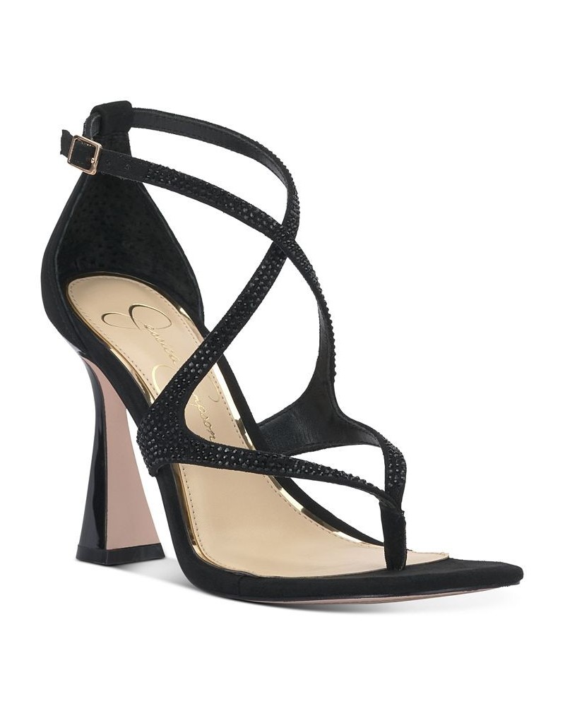 Women's Catarina Strappy Crisscross Dress Sandals Black $51.23 Shoes