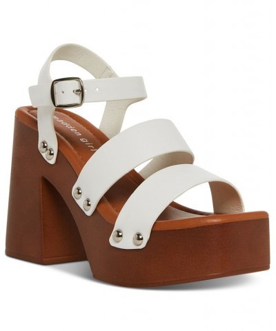 Women's Greenville Studded Platform Sandals White $37.95 Shoes