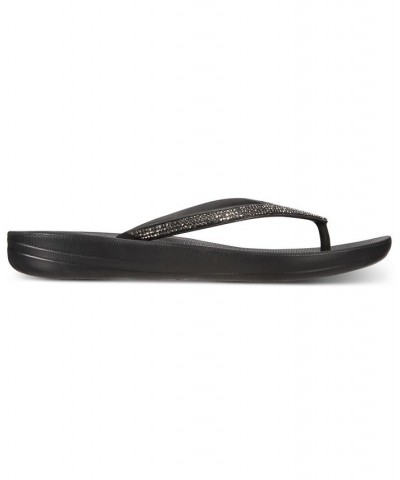 Women's Iqushion Sparkle Flip-Flop Sandal Black $30.80 Shoes