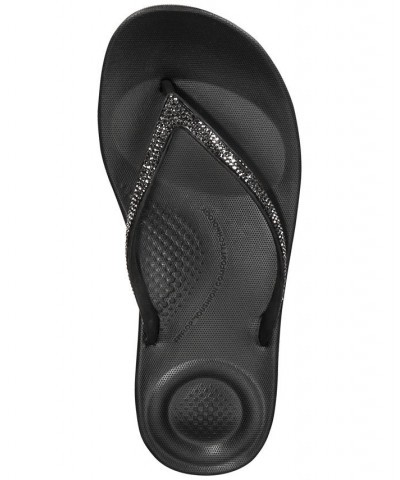 Women's Iqushion Sparkle Flip-Flop Sandal Black $30.80 Shoes