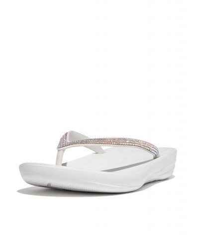 Women's Iqushion Sparkle Flip-Flop Sandal Black $30.80 Shoes