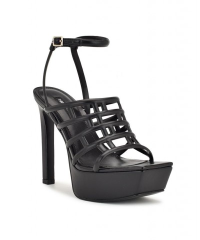 Women's Kelinda Square Toe Stiletto Dress Sandals Black $59.34 Shoes