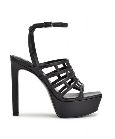 Women's Kelinda Square Toe Stiletto Dress Sandals Black $59.34 Shoes