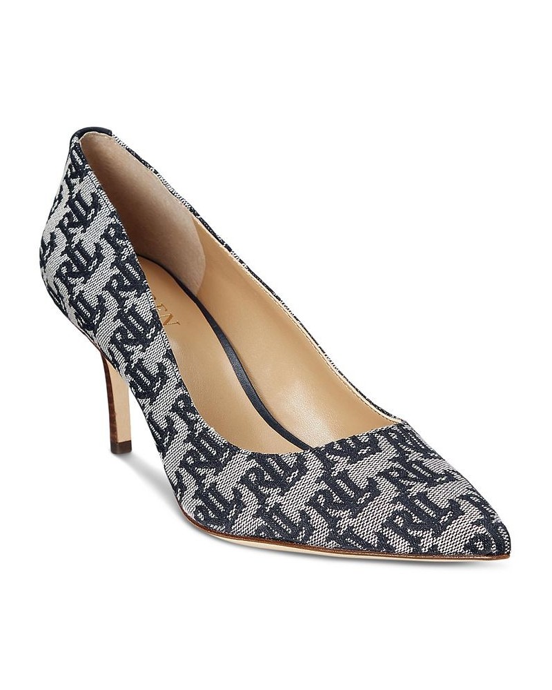 Women's Lanette Monogram Jacquard Pumps Blue $52.65 Shoes