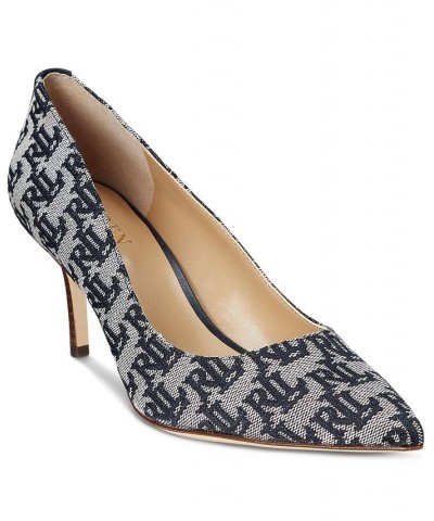 Women's Lanette Monogram Jacquard Pumps Blue $52.65 Shoes