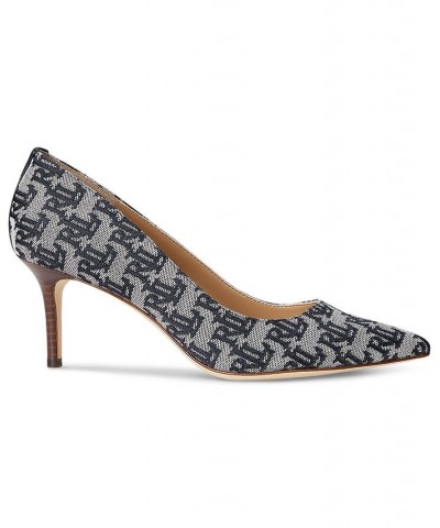 Women's Lanette Monogram Jacquard Pumps Blue $52.65 Shoes