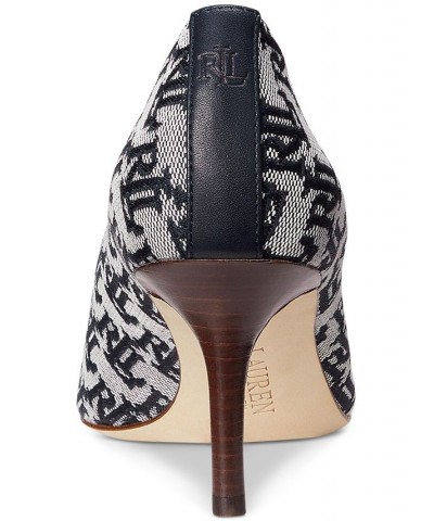 Women's Lanette Monogram Jacquard Pumps Blue $52.65 Shoes