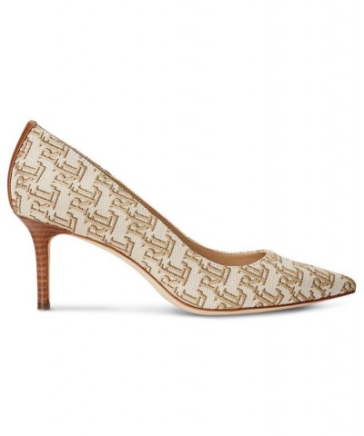 Women's Lanette Monogram Jacquard Pumps Blue $52.65 Shoes