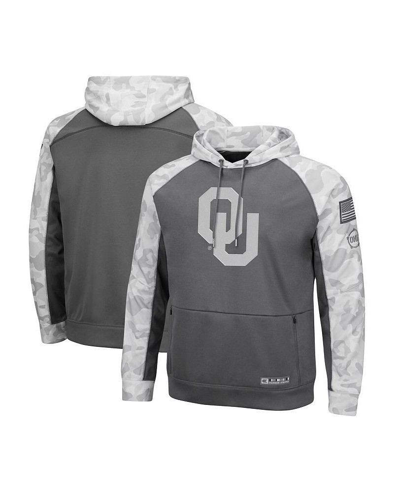 Men's Gray, Arctic Camo Oklahoma Sooners OHT Military-Inspired Appreciation Tonal Raglan Pullover Hoodie $38.40 Sweatshirt