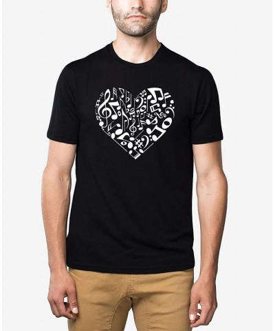 Men's Premium Blend Word Art Heart Notes T-shirt Black $25.19 T-Shirts