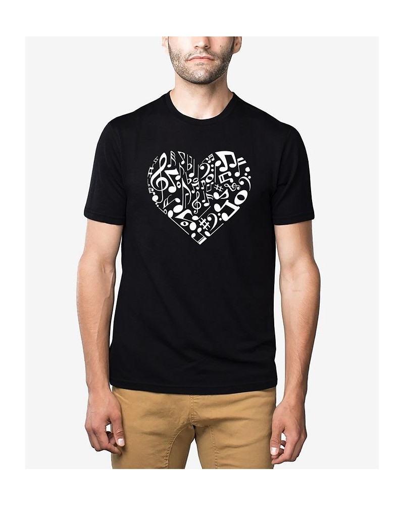 Men's Premium Blend Word Art Heart Notes T-shirt Black $25.19 T-Shirts