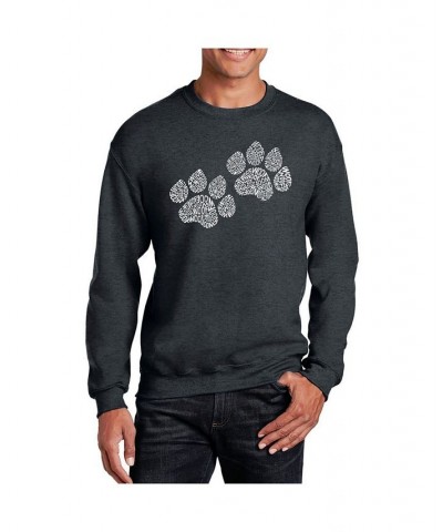 Word Art Woof Paw Prints Crewneck Sweatshirt Gray $27.99 Sweatshirt