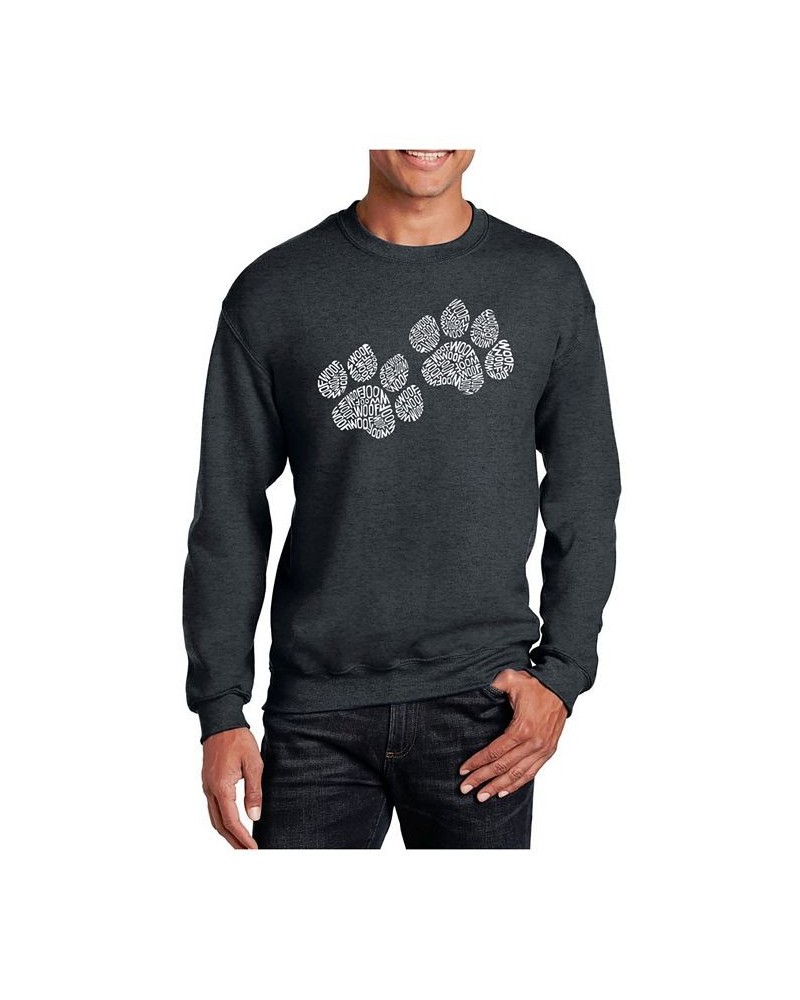 Word Art Woof Paw Prints Crewneck Sweatshirt Gray $27.99 Sweatshirt