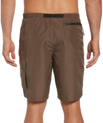 Men's Swim Belted Packable Volley Shorts Silver $29.58 Swimsuits