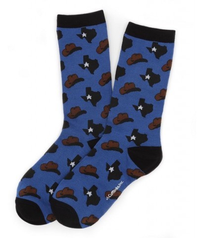 Men's Texas State Cowboy Hat Sock Blue $11.25 Socks