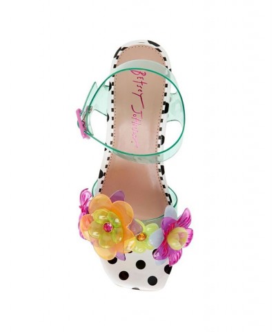 Women's Floryn Flower-Embellished Platform Heeled Sandal Light Purple $52.47 Shoes