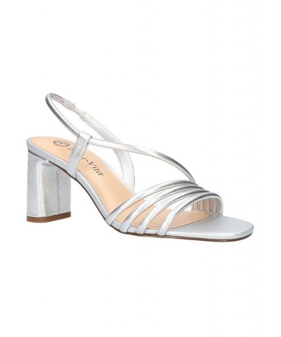 Women's Zariah Heeled Sandals Silver $38.92 Shoes