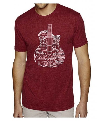 Men's Premium Word Art T-shirt - Languages Guitar Red $19.80 T-Shirts