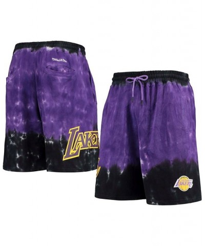 Men's Black and Purple Los Angeles Lakers Hardwood Classics Terry Tie-Dye Shorts $32.90 Shorts