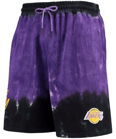 Men's Black and Purple Los Angeles Lakers Hardwood Classics Terry Tie-Dye Shorts $32.90 Shorts