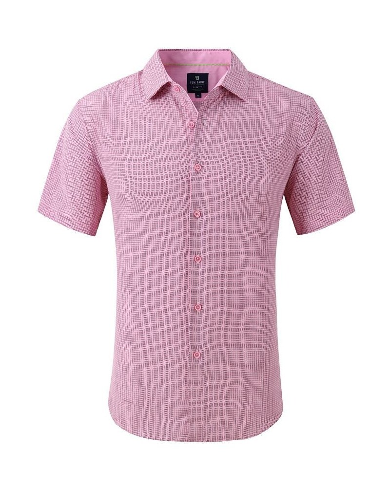 Men's Slim Fit Short Sleeve Performance Button Down Dress Shirt Pink $19.20 Dress Shirts