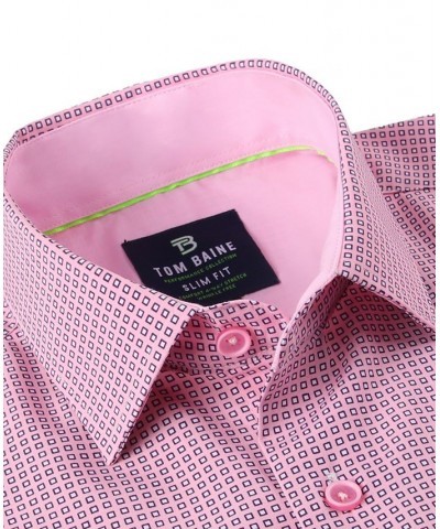 Men's Slim Fit Short Sleeve Performance Button Down Dress Shirt Pink $19.20 Dress Shirts