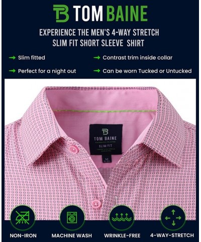 Men's Slim Fit Short Sleeve Performance Button Down Dress Shirt Pink $19.20 Dress Shirts