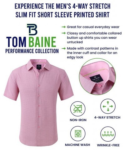 Men's Slim Fit Short Sleeve Performance Button Down Dress Shirt Pink $19.20 Dress Shirts