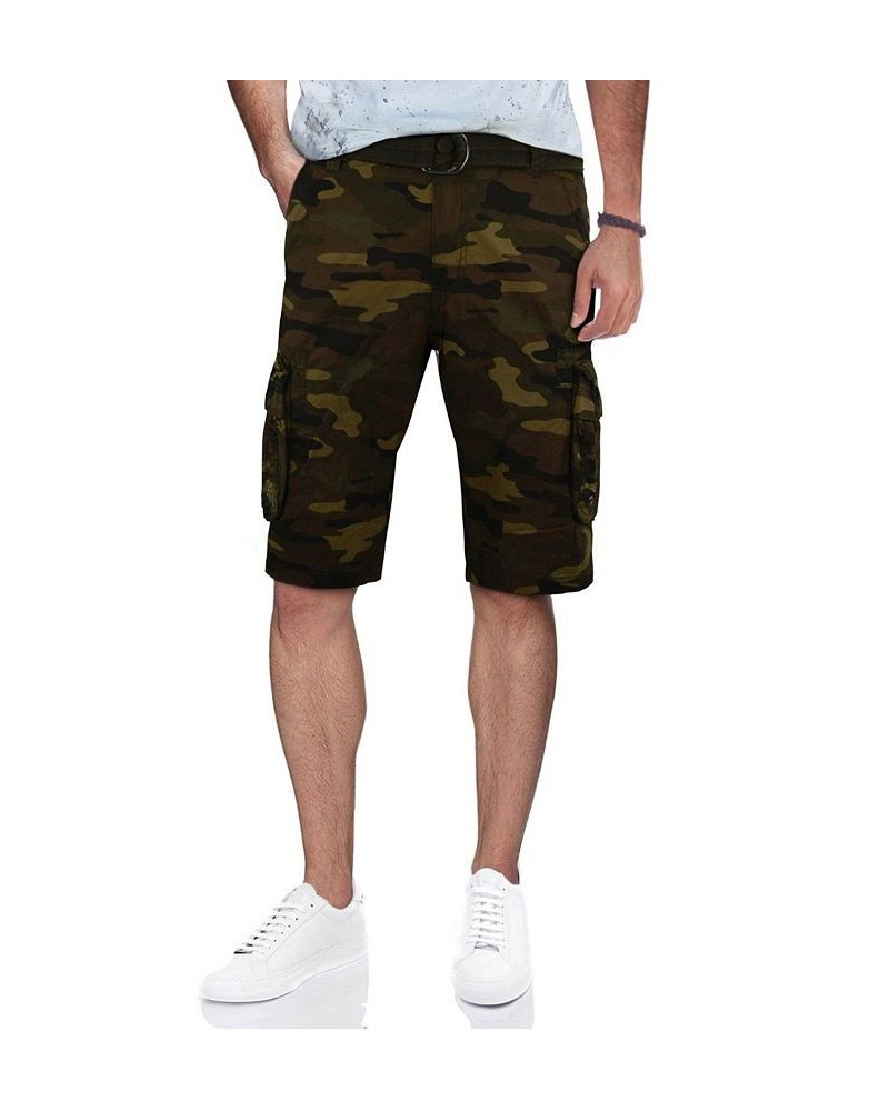 Men's Big and Tall Belted Double Pocket Cargo Shorts PD03 $27.90 Shorts