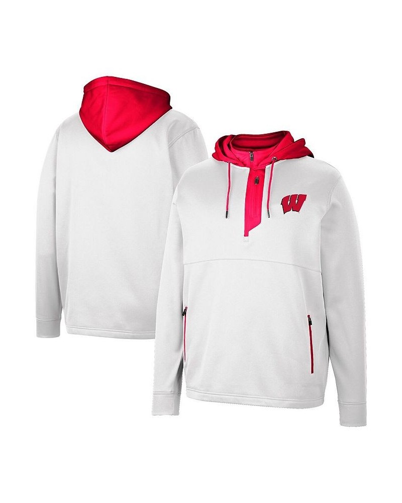 Men's White Wisconsin Badgers Luge 3.0 Quarter-Zip Hoodie $46.74 Sweatshirt