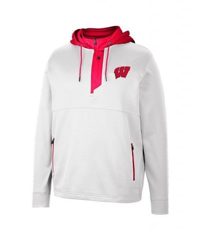 Men's White Wisconsin Badgers Luge 3.0 Quarter-Zip Hoodie $46.74 Sweatshirt