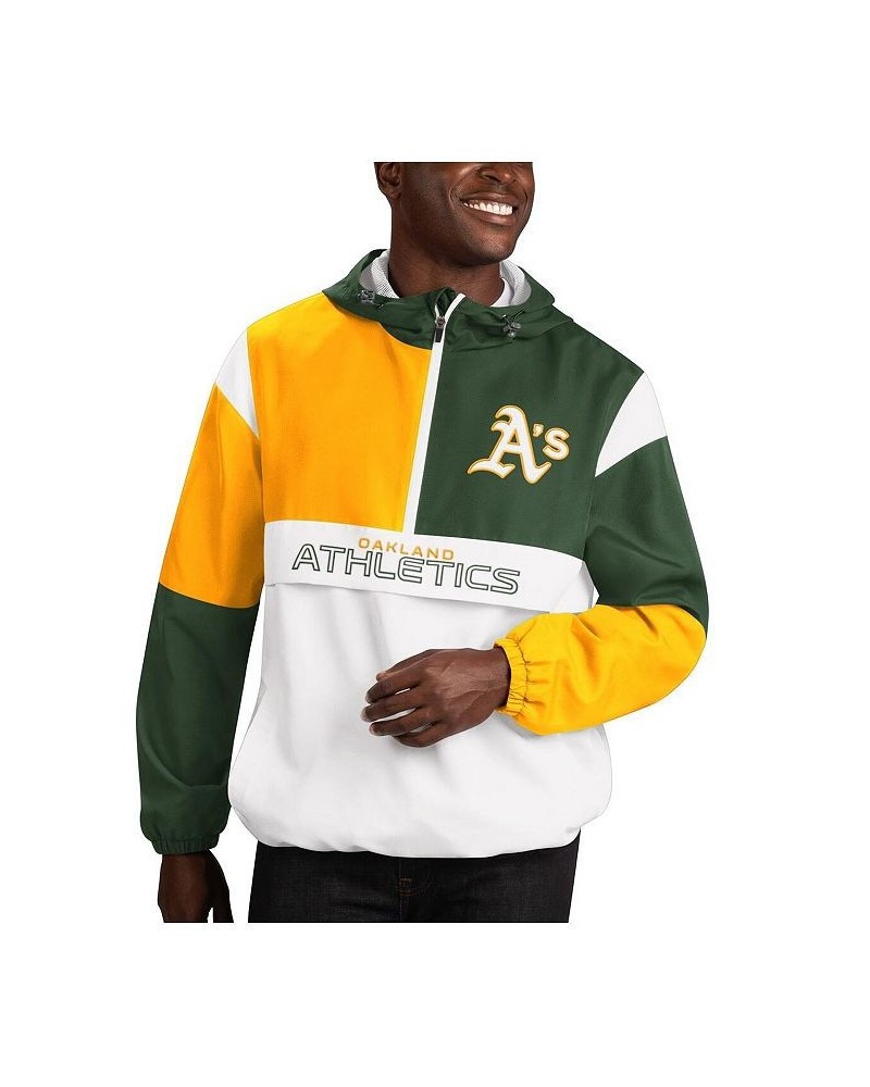 Men's Green, Gold Oakland Athletics Fair Catch Half-Zip Hoodie $50.60 Sweatshirt