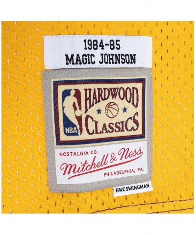 Men's Magic Johnson Purple, Gold Los Angeles Lakers Hardwood Classics 1984-85 Split Swingman Jersey $48.84 Jersey