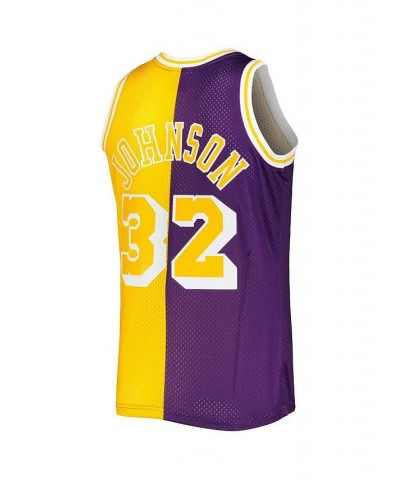 Men's Magic Johnson Purple, Gold Los Angeles Lakers Hardwood Classics 1984-85 Split Swingman Jersey $48.84 Jersey