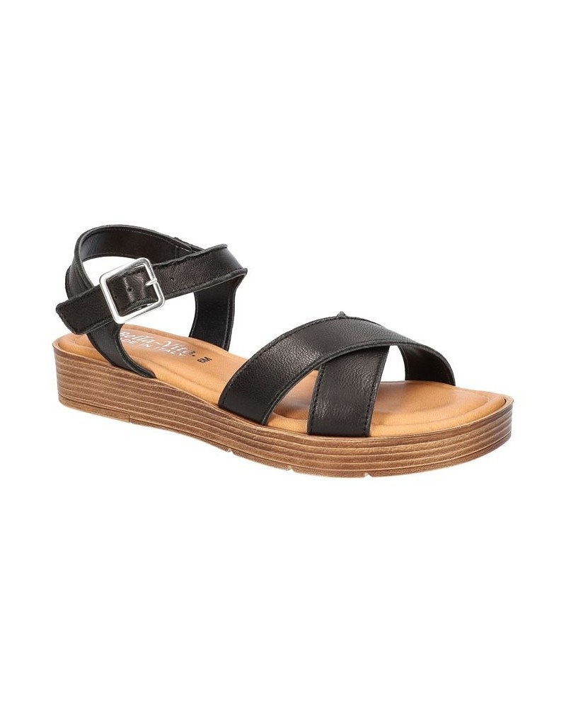 Women's Car-Italy Wedge Sandals Black $40.00 Shoes