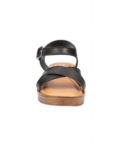 Women's Car-Italy Wedge Sandals Black $40.00 Shoes