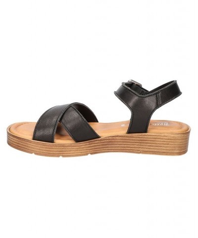 Women's Car-Italy Wedge Sandals Black $40.00 Shoes