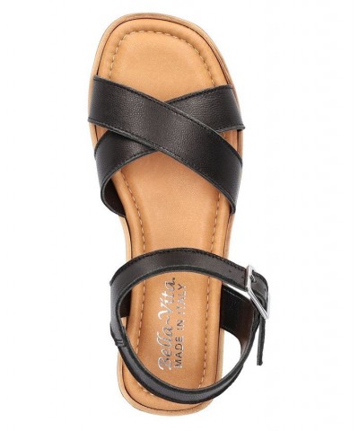 Women's Car-Italy Wedge Sandals Black $40.00 Shoes