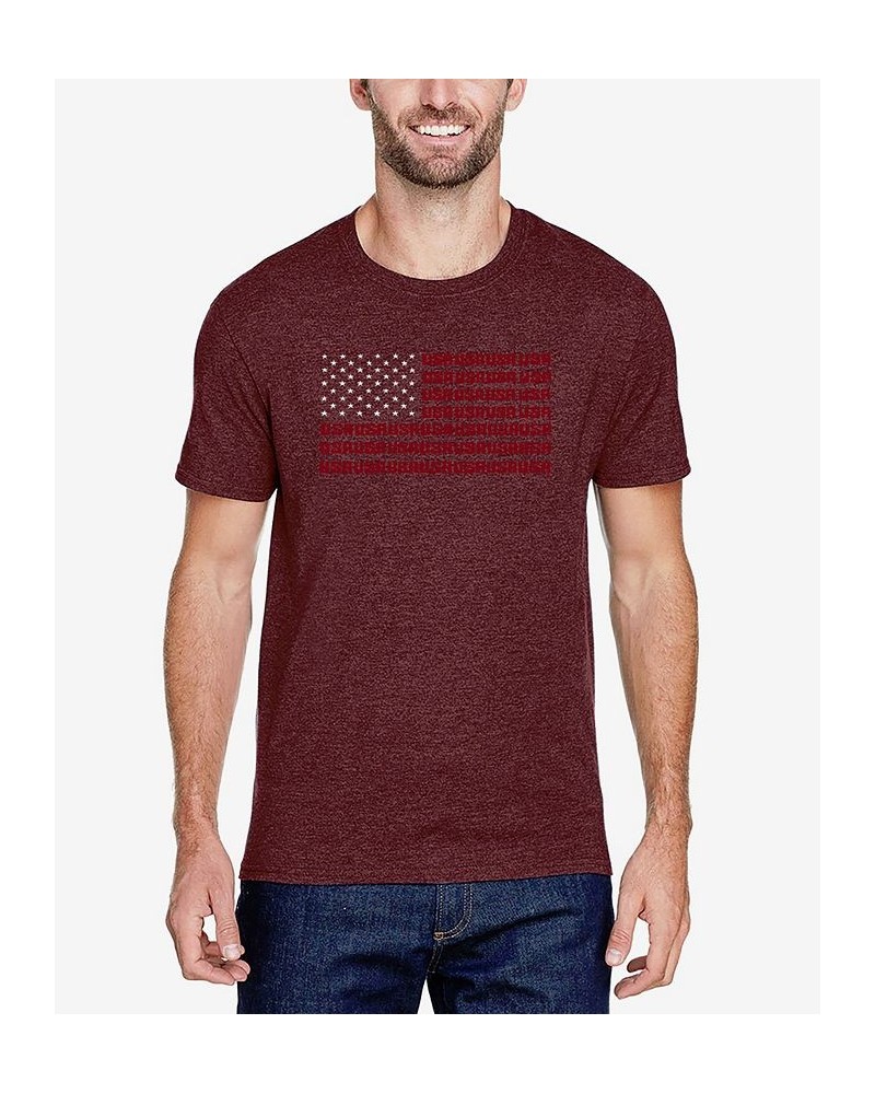 Men's Premium Blend Word Art USA Flag T-shirt Red $26.09 T-Shirts