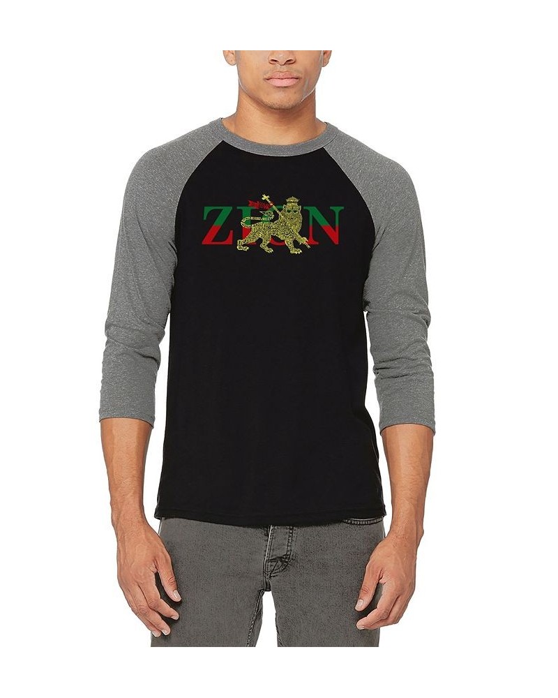 Men's Zion - One Love Raglan Baseball Word Art T-shirt Gray $18.00 T-Shirts