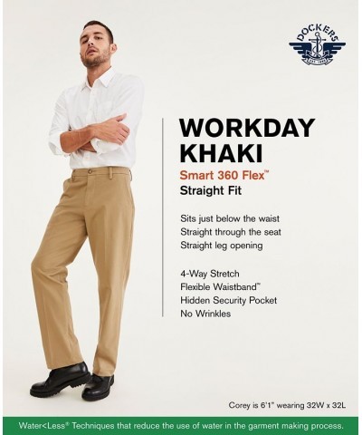 Men's Workday Smart 360 Flex Straight Fit Khaki Stretch Pants Tan/Beige $29.90 Pants