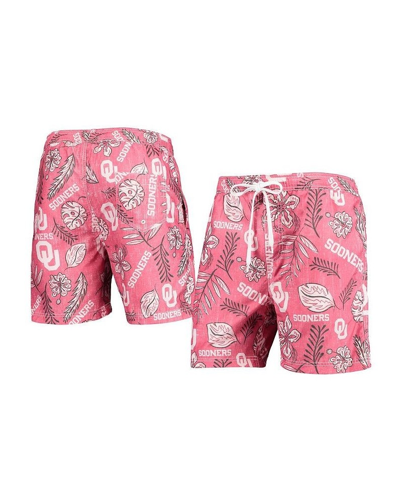 Men's Crimson Oklahoma Sooners Vintage-Like Floral Swim Trunks $29.40 Swimsuits