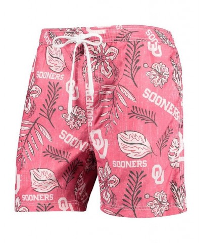 Men's Crimson Oklahoma Sooners Vintage-Like Floral Swim Trunks $29.40 Swimsuits