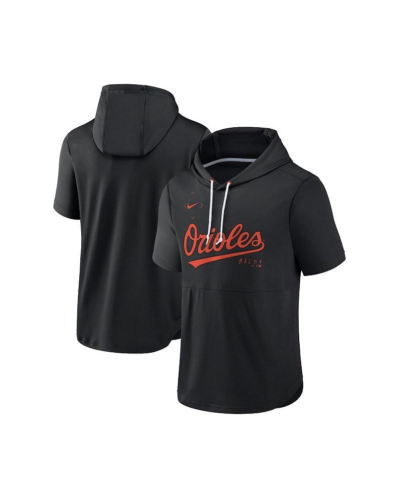 Men's Black Baltimore Orioles Springer Short Sleeve Team Pullover Hoodie $32.20 Sweatshirt